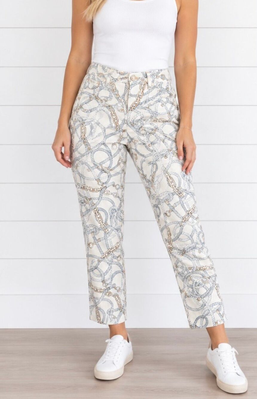 Cambio mid rise chain link mid rise straight crop pant size 38